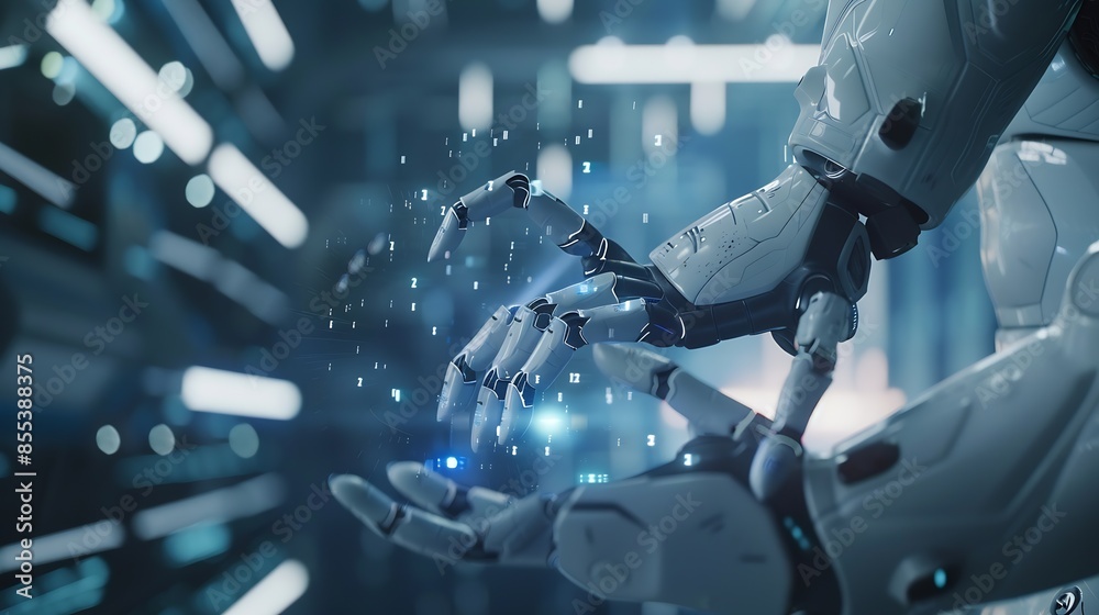 Aufkleber Ai technology Artificial Intelligence man using technology smart robot AI artificial intelligence by enter command prompt for generates something Futuristic technology transformation C : Generative AI