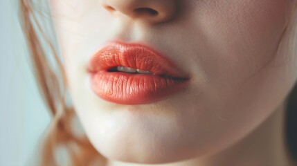Face skin lips woman close up beauty natural portrait macro : Generative AI
