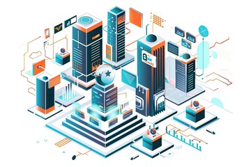 Obraz premium Conceptual Technology Flat Illustration created with Generative AI