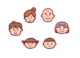 線画タッチのかわいい家族