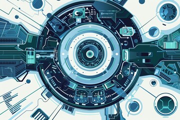 Obraz premium Conceptual Technology Flat Illustration created with Generative AI