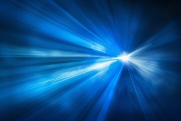 Ethereal blue light burst  abstract rays on dark blue with cyan and golden sparkles