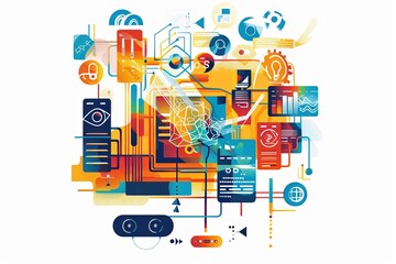 Conceptual Technology Flat Illustration created with Generative AI