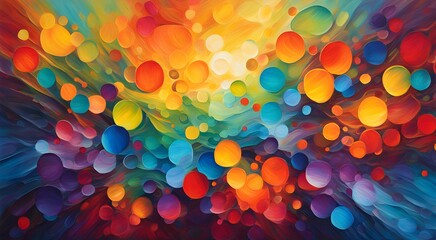 A painting of many colorful circles