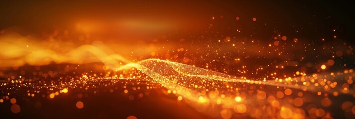 Obraz premium Vibrant orange light burst abstract rays on dark background with peach and golden sparkles