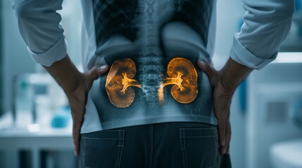 X-ray of the abdomen highlighting a large kidney stone
