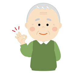 OKサインをするシニアの男性