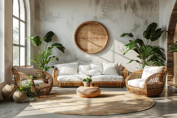 Light Relaxing Room with Sofa and Armchair