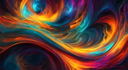 A colorful, swirling pattern of fire and water
