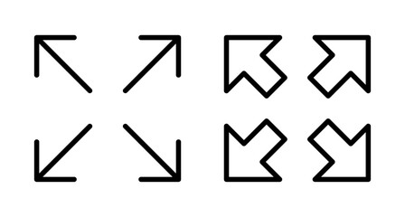 Fullscreen Icon vector isolated on white background. Expand to full screen icon. Fullscreen sign icon. Arrows symbol