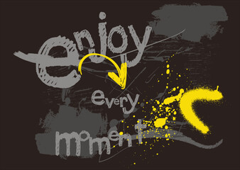 art graffiti style slogan, urban skater graffiti,T shirt graphics slogan design, Urban typography street art graffiti slogan print with spray splash effect for t shirt © Sukman