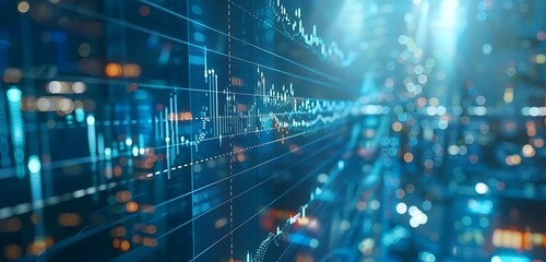 Fototapeta premium Financial stock market chart background in flat vector graphics design illustration - Generative AI