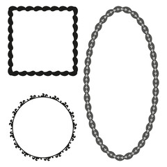Ornate vector frames. Black and white. Decorative borders set. Elegant shapes.