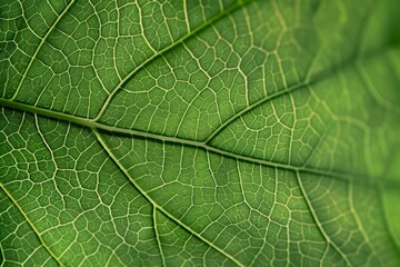 Obraz premium Macro shot of intricate green leaf veins displaying detailed patterns in close up view