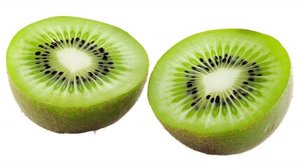 Fototapeta premium Isolated kiwi. One kiwi fruit cut in halves isolated on white background with clipping path. 