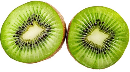 Fototapeta premium Isolated kiwi. One kiwi fruit cut in halves isolated on white background with clipping path. 