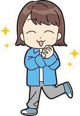 嬉しそうな私服の女性