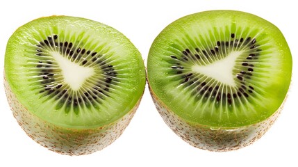 Fototapeta premium Isolated kiwi. One kiwi fruit cut in halves isolated on white background with clipping path. 