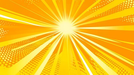 Obraz premium Vintage retro yellow pop art background. Banner vector illustration - Generative AI