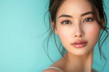 Obraz premium Skincare Cosmetics Model Portrait, Fashion and Hair Reference Photography, Skin and Makeup Marketing Backdrop, Natural Beauty and Health Advertising Concept Studio Photo, 