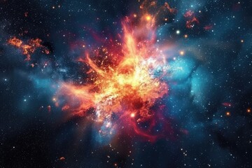 a large galaxy with a bright purple and blue star, a celestial background with a cosmic explosion