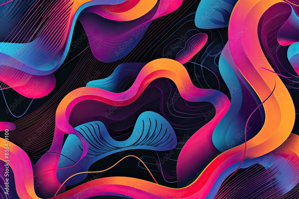 Poster a colorful abstract background with wavy shapes, an abstract vector background with dynamic shapes