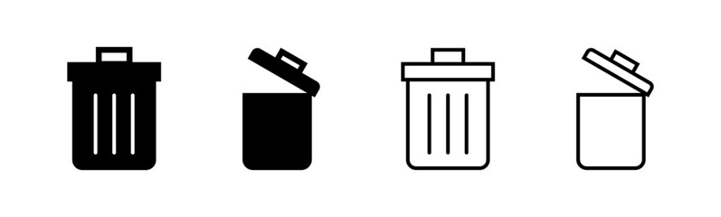 Trash icon set. trash can icon. delete icon vector. garbage