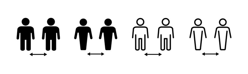 Social distance icon set. social distancing icon. self quarantine sign