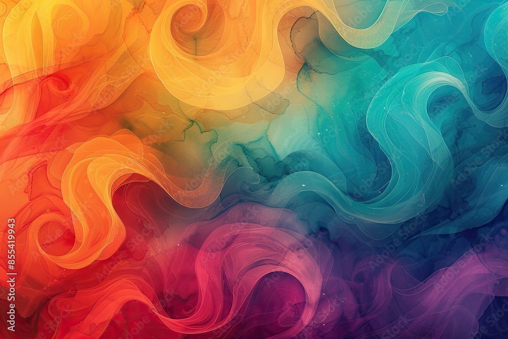 Poster a colorful background with swirls and waves, a vector background with swirling watercolor paints
