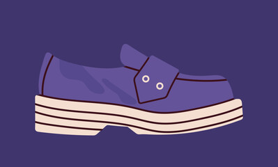 Fashionable footwear concept. Blue casual female shoes. Fashion, trend and style. Trendy clothes and apparel. Social media cover. Cartoon flat vector illustration isolated on blue background