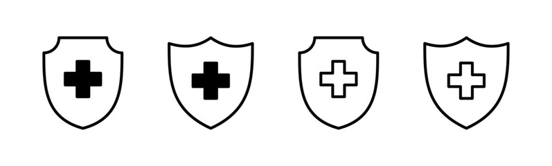 Health insurance icon set. Insurance health document icon