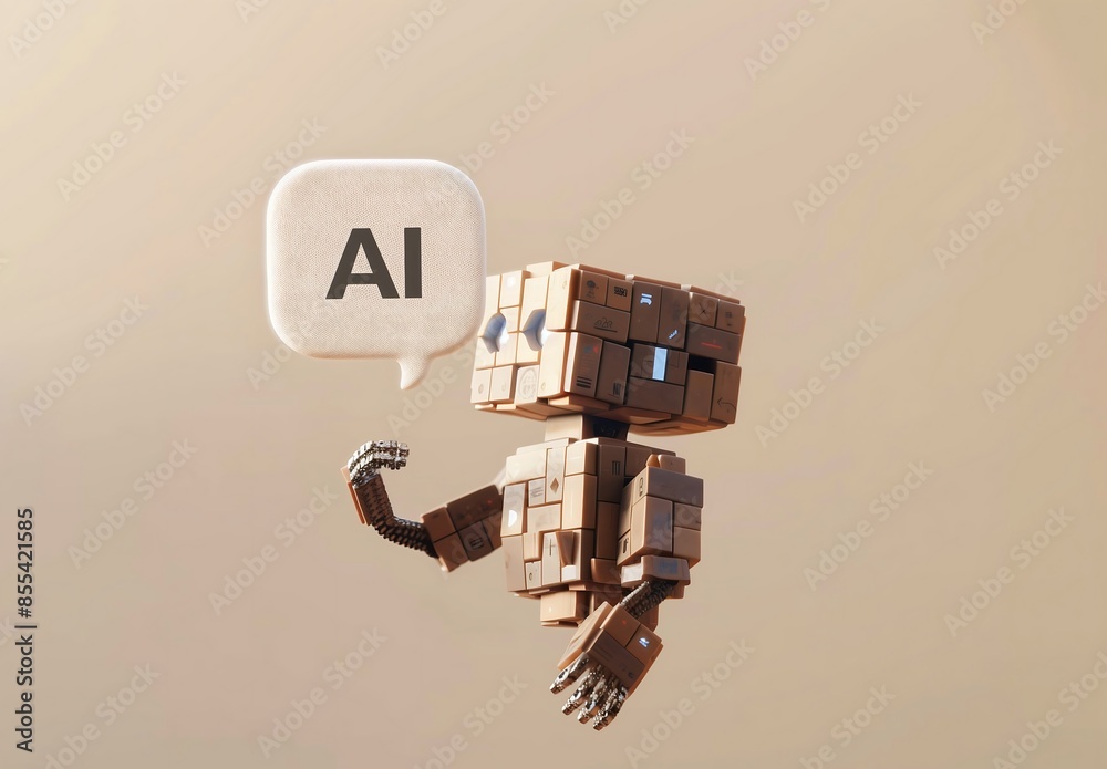 Fototapete ai symbol floating with a speech bubble above it to illustrate artificial intelligence digital chatb
