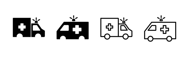 Ambulance icon set. ambulance truck icon vector. ambulance car