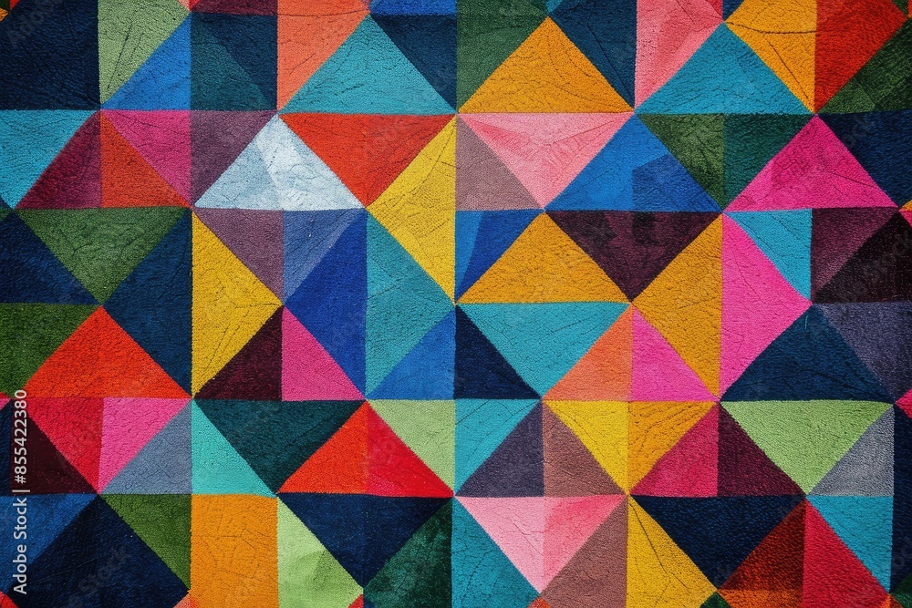 Leinwandbilder a colorful painting of a square and triangle pattern, Develop a geometric pattern with vibrant colors