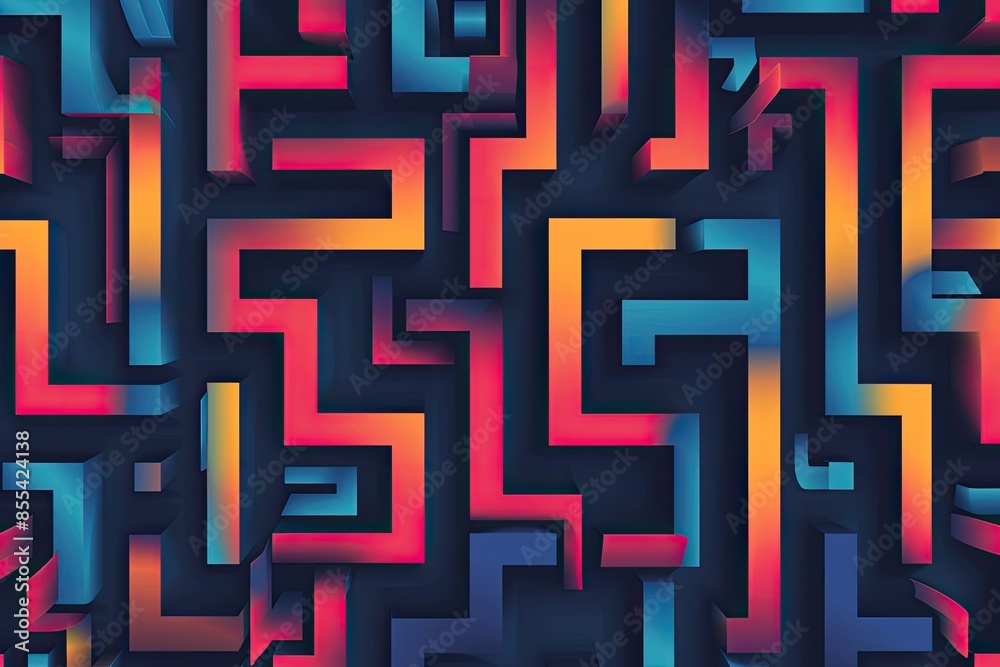 Poster a colorful abstract pattern with squares, Illustrate a vector background with a geometric maze