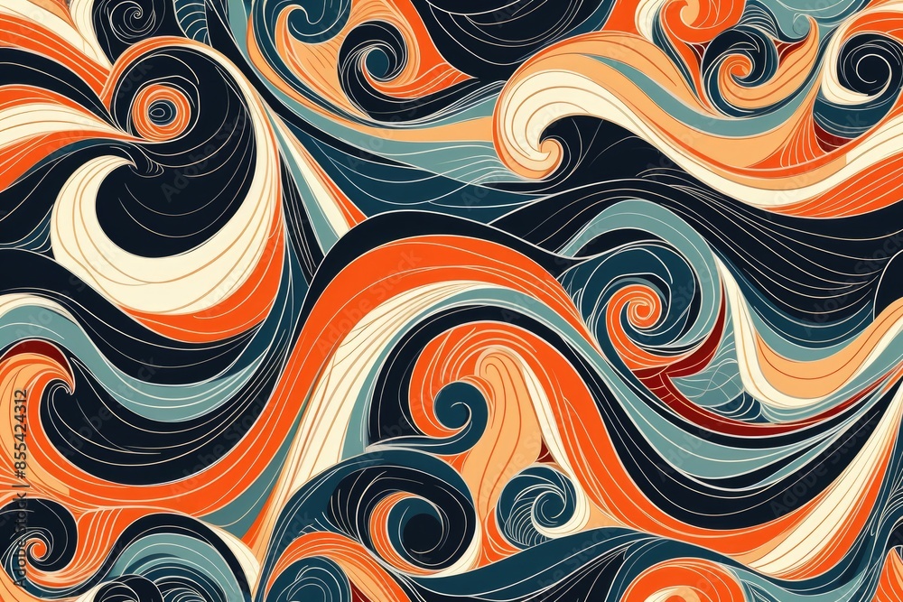 Poster a colorful abstract pattern with wavy lines, illustrate a vector pattern with abstract waves