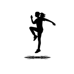 female silhouette doing cardio jumps vector illustration