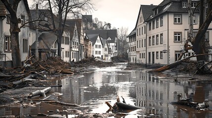 Fototapeta premium Flooding and inundation in Germany