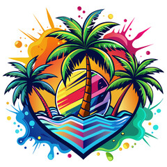 Obraz premium summer sunset t shirt design