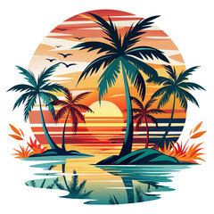 summer sunset t shirt design
