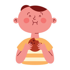 boy eating chocolate cookie
