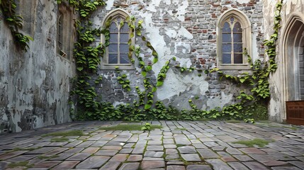 Fototapeta premium A historic castle with ivy-covered walls