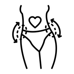 external Abdominal oblique muscles fat removing concept,  vector icon design, Cosmetology or Cosmetologist Symbol,esthetic beauty outline Sign, Beauty treatment illustration