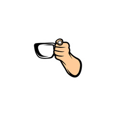 left hand holding a cup vector illustration