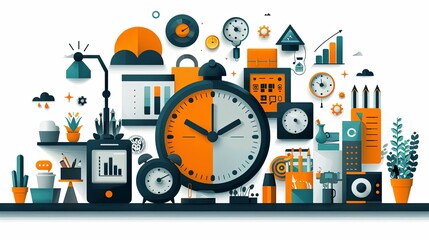 Fototapeta premium Productivity boosting concept illustration, collection of male and female business people scenes in the productivity boosting scene. mega set flat vector modern illustration