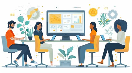 Productivity boosting concept illustration, collection of male and female business people scenes in the productivity boosting scene. mega set flat vector modern illustration