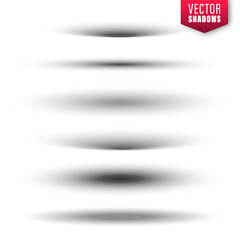 Obraz premium Realistic shadow effect. Round shadows collection isolated on white background. Surface shading. Vector illustration