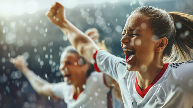female soccer player celebrating the match winning goal
