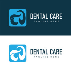 Dental health logo design caring for teeth illustrator template