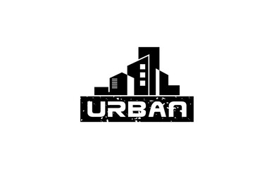 Naklejka premium city town urban logo silhouette design. apartment building landscape vector